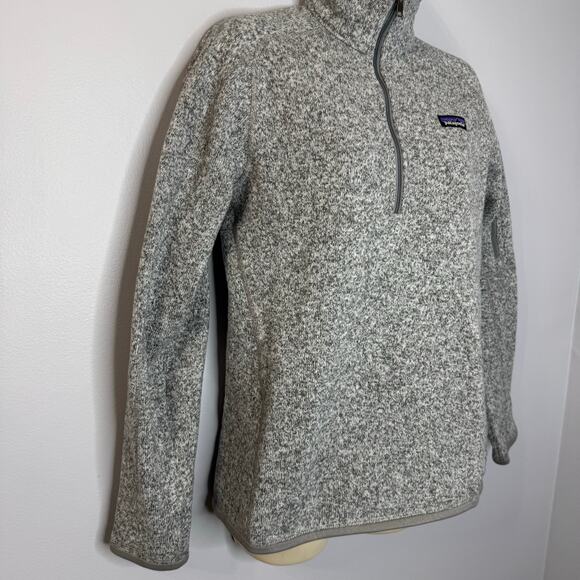Patagonia Women's Better Sweater 1/4-Zip Fleece Sweatshirt Birch White Grey M - Picture 6 of 11